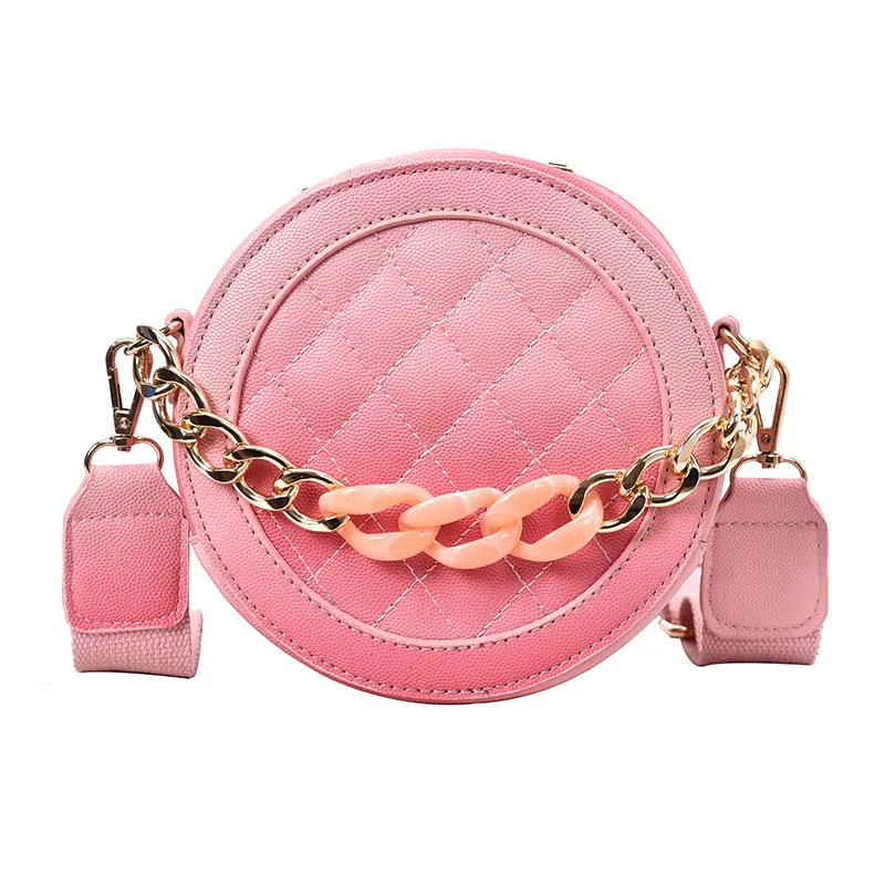 

2020 New classic gradient color rhombic cute girl small round bag Wild handbag Meng shoulder messenger bag