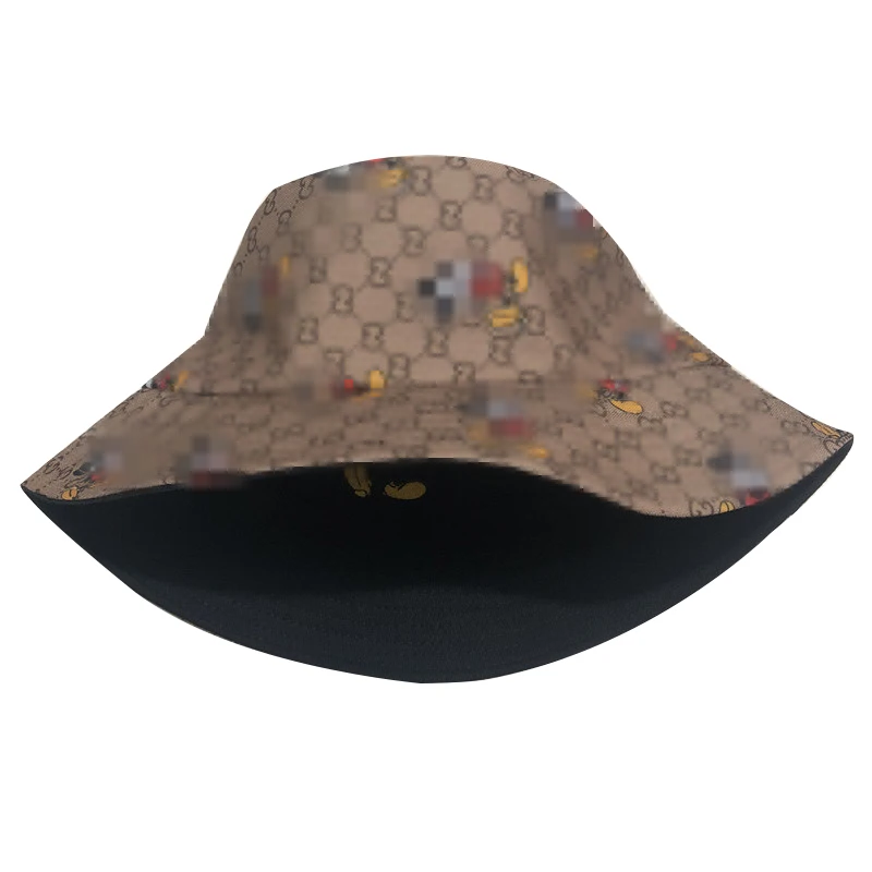 

New design cartoon print fisherman hat double-sided cotton bucket hat, Available