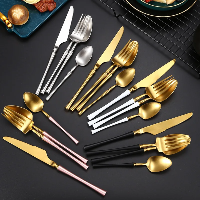 

Gold European Western Food Flatware Sets Royal Wedding Gift Cutlery 304 Stainless Steel Tableware Set Gold Cutlery, Sliver,gold ,black