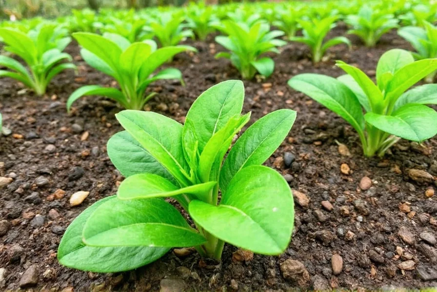 Pietruszka plants growing in garden soil with proper spacing and healthy green foliage