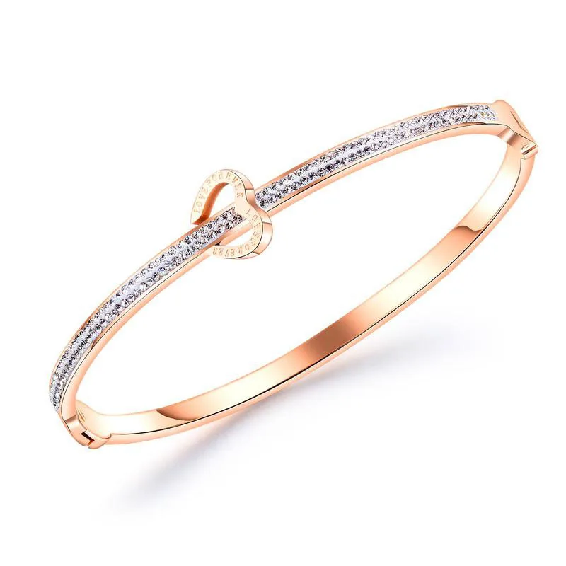 

bracelets 2021 Simple popular stainless steel jewelry zircon rose gold Ruigang heart friendship bracelet for women, Custom bracelet bangles