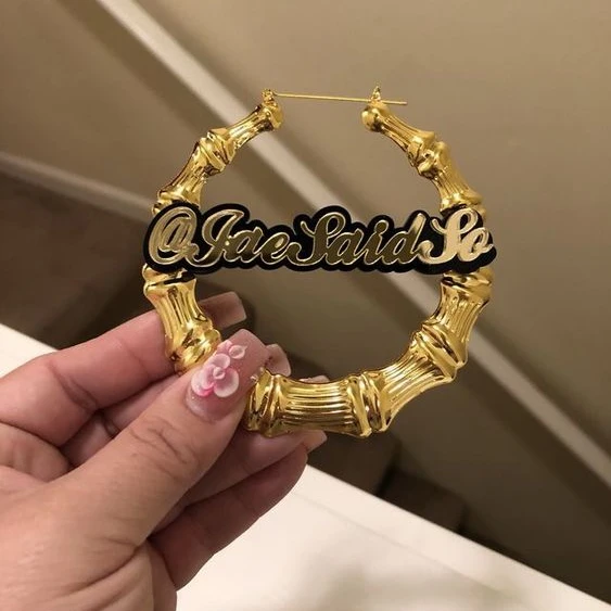 

2021 Gold Plated Latest Custom Personalized Braided Name hoop Earring, Gold,silver