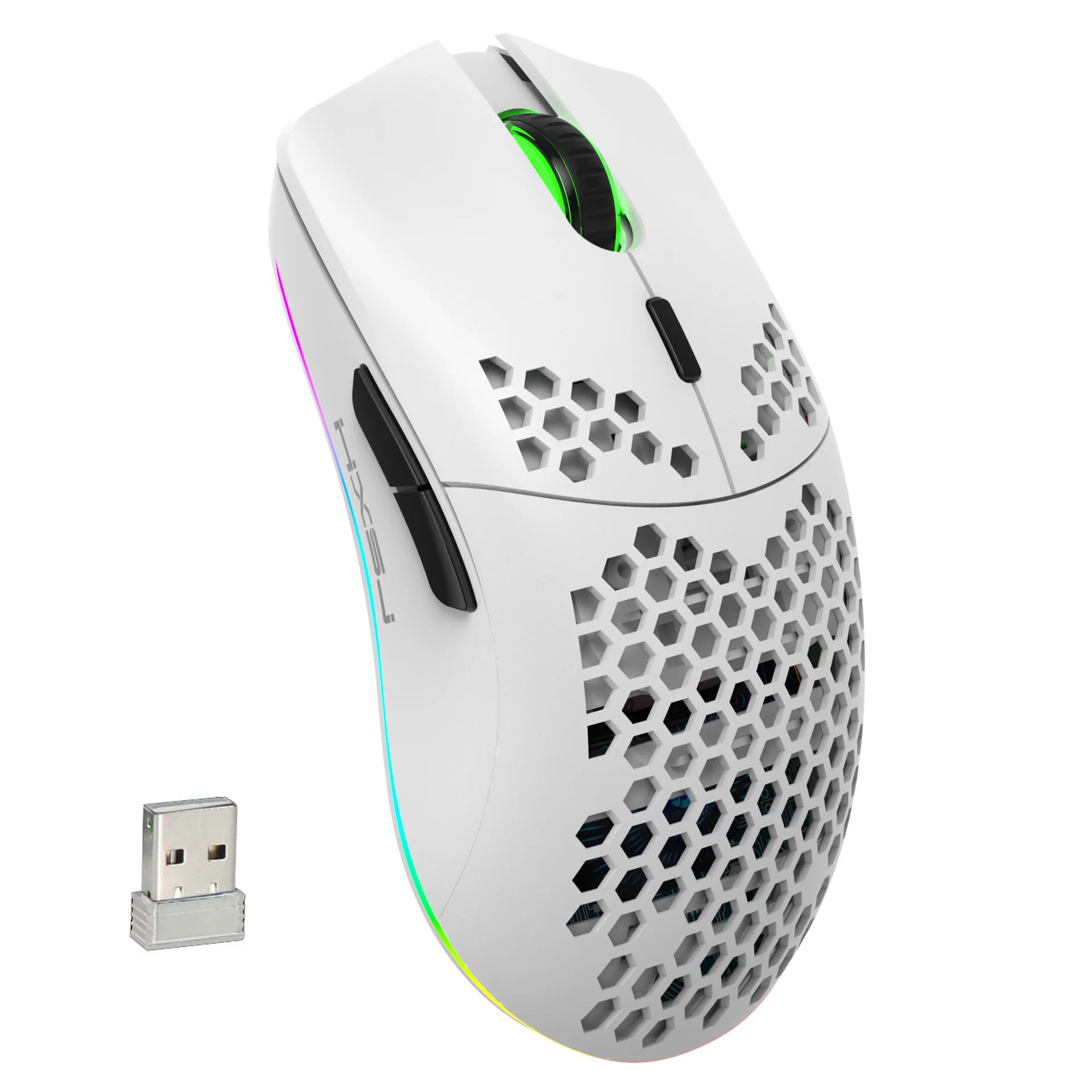 

honeycomb computer mouse for gaming gamer lightweight design RGB light rechargeable mouse wireless in stock