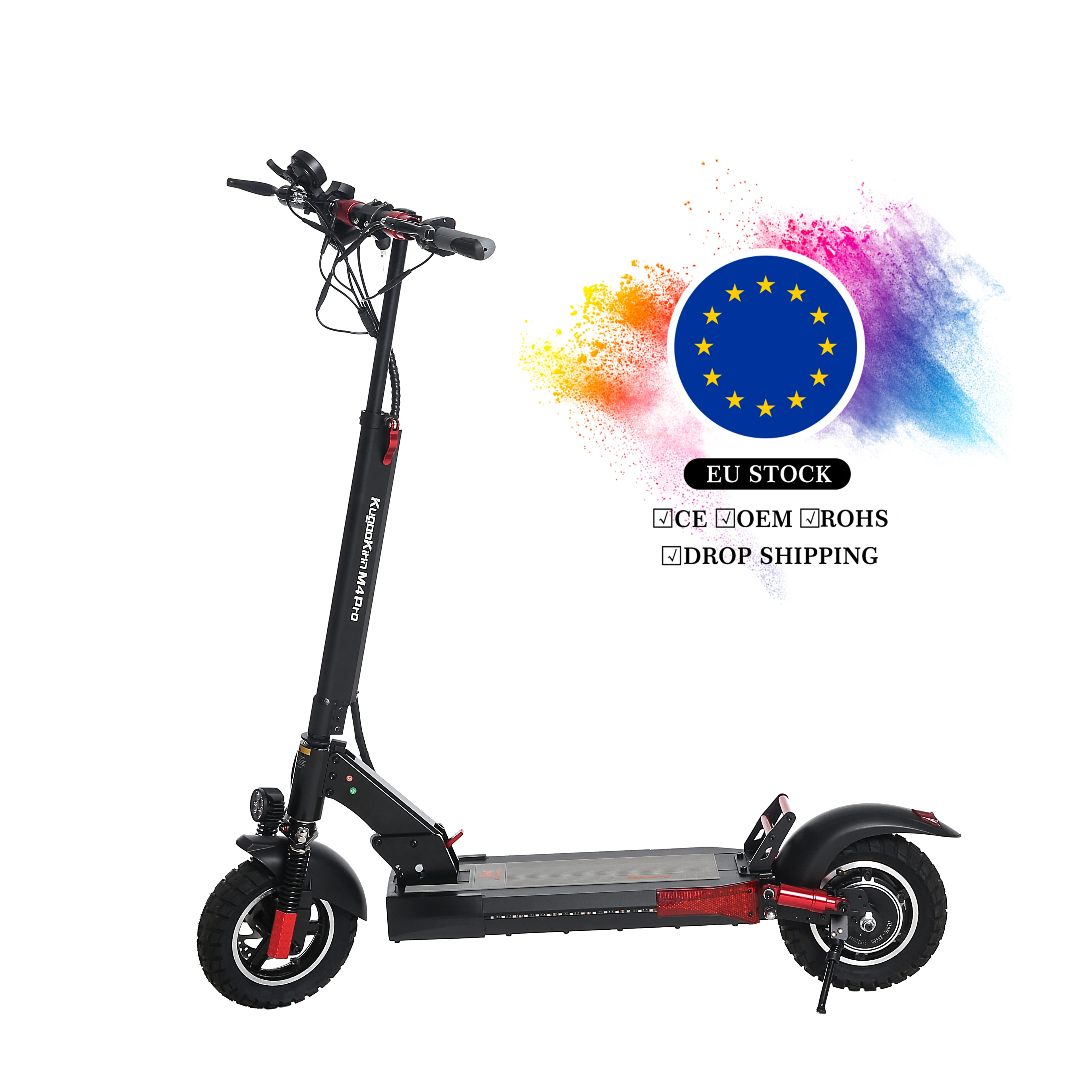 (EU Warehouse) 2021 trends electric scooter Kugoo kirin M4 Pro 48V 16AH 500W folding mobility scooter in stock., Black+red