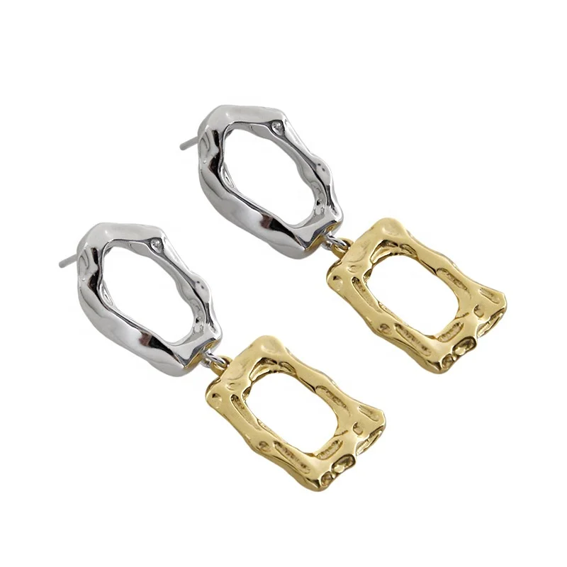 

FSE491 double colors plated earrings hollow out drop earrings 925 silver earring