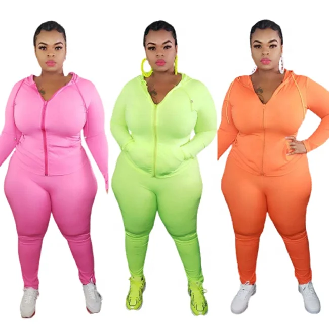 

Plain Hoodie Plus Size Tracksuits For Women