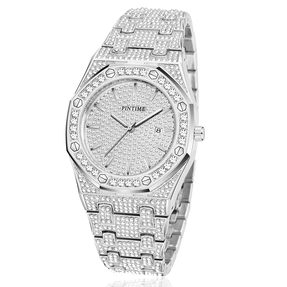 

Iced Out Watch Bling custom brand watches 316L Stainless Steel case OEM brand your own watches men wrist, Choose