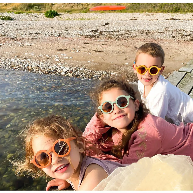 

2021 Retro children's small round frame sunglasses fashion new kids sunglasses cute children anti-blue glasses, Customized color
