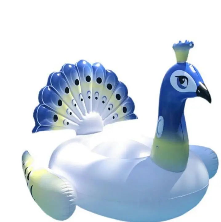 

Wholesale Custom Beach Lounger Toy PVC Swim Pool Inflatable Peacock Swim Ring, Blue