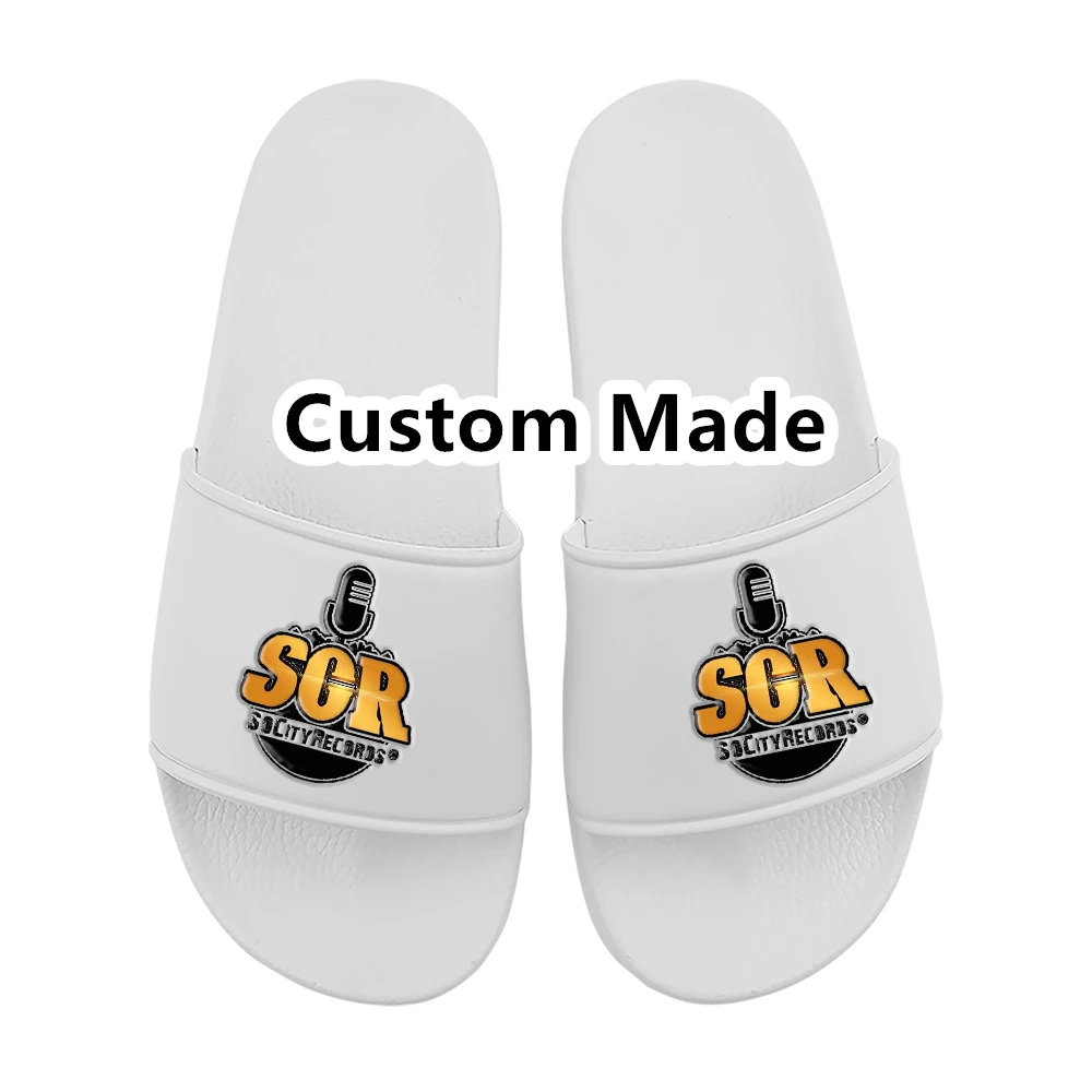 

Hot Sale Big Size Customized Logo Slippers Unisex House Home Custom Print Design Slide Slippers For Men, Customized color