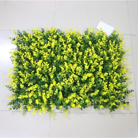 

Artificial Boxwood Grass Backdrop Panels Topiary Hedge Plant, UV Protected Privacy Hedge for Decoration, Green+yellow