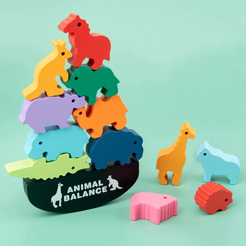 

toy kids Early Childhood Educational Stacking Puzzles Animal Balance Game Building Block Table Game Wooden Toys for Kids