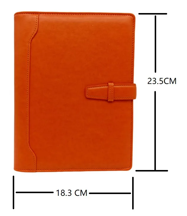 office stationery journal A5+ business loose leaf pu notebook with belt closure