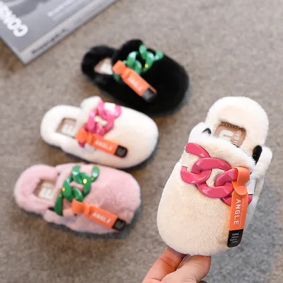 

ChouShan OEM Pantoufles Pour Femmes Colorful Chain Macaroon Home Indoor Cute Children Slippers, Black/beige/pink