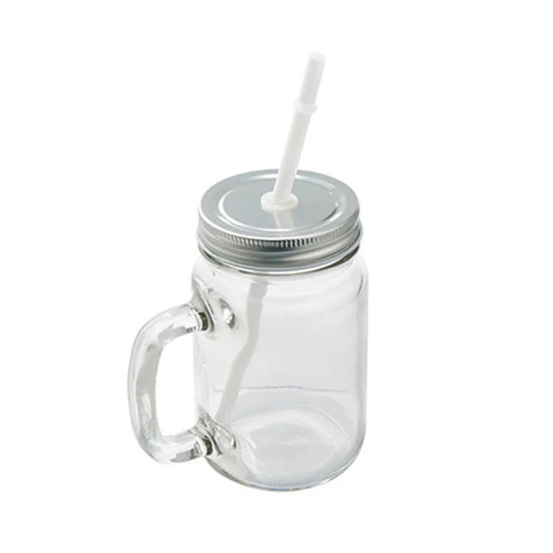 

Sublimation Printed DIY Mason Jar With Lid And Straw, Frosted/clear