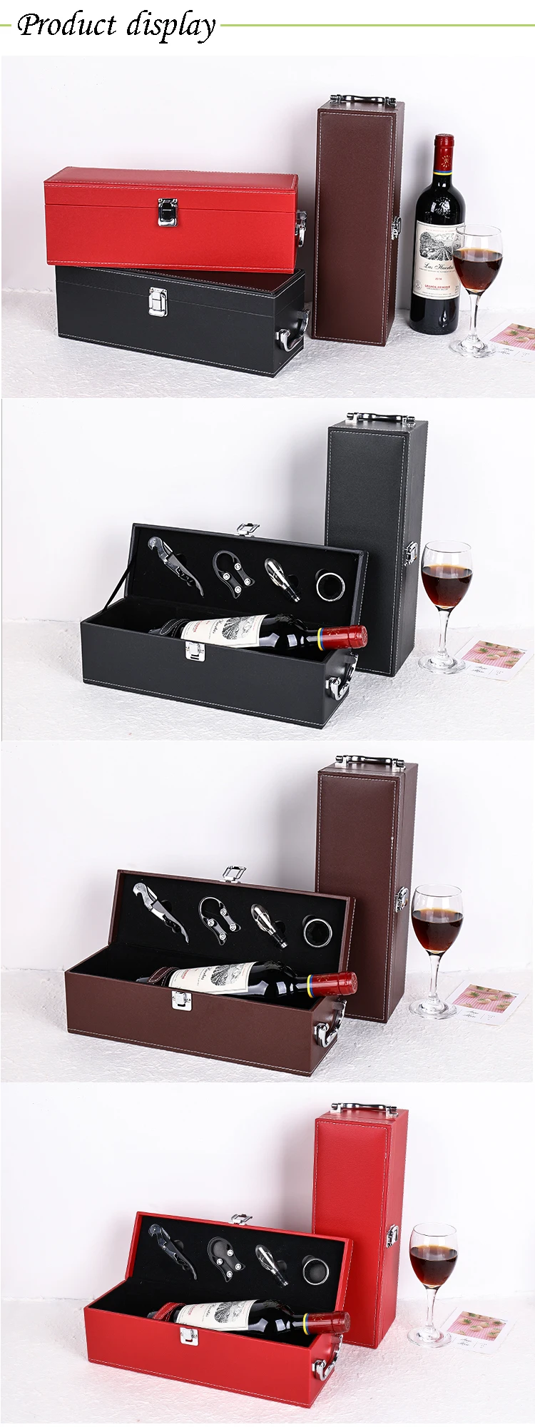 Custom Christmas Gift Pu Leather Wine Single Bottle Box And Piano