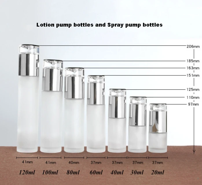 Hengjian Stocked 20ml 30ml 40ml 60ml 80ml 100ml 120ml Frosted Glass Cosmetic Perfume Spray Pump Bottle With Silver Cap