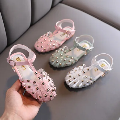 

Choushan OEM Pantoufles Pour Enfants Roman Style Soft Rubber Rivet Princess Shoes Girls Sandals, Pink,white,green