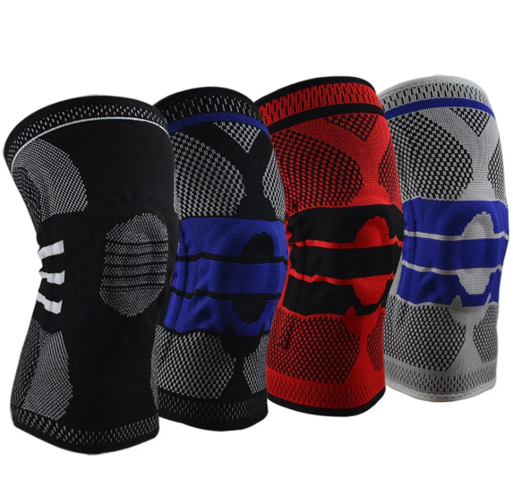 

Huanwei Anti-slip Silicone Padded Springs Stays Nylon Sleeve Brace Compression Knee Pad, Customized color