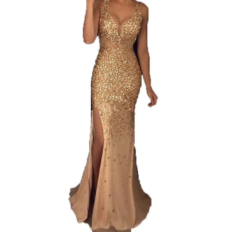 

2021 New Design Sexy Dinner Formal dress Lady Sequin Evening Dresses Party Dresses Women, Picture color