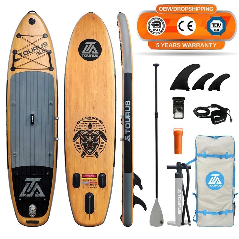 

2023 latest design wood style paddle inflatable sup board adventure paddle board inflatable paddleboard paddle boards
