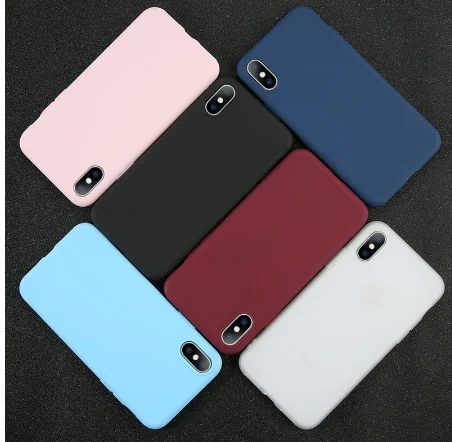 

Phone Case For iPhone 11 X 7 6 6s 8 Plus 5 5s SE XR XS 11 Pro Max Solid Color Ultrathin Soft TPU Case Candy Color Cover