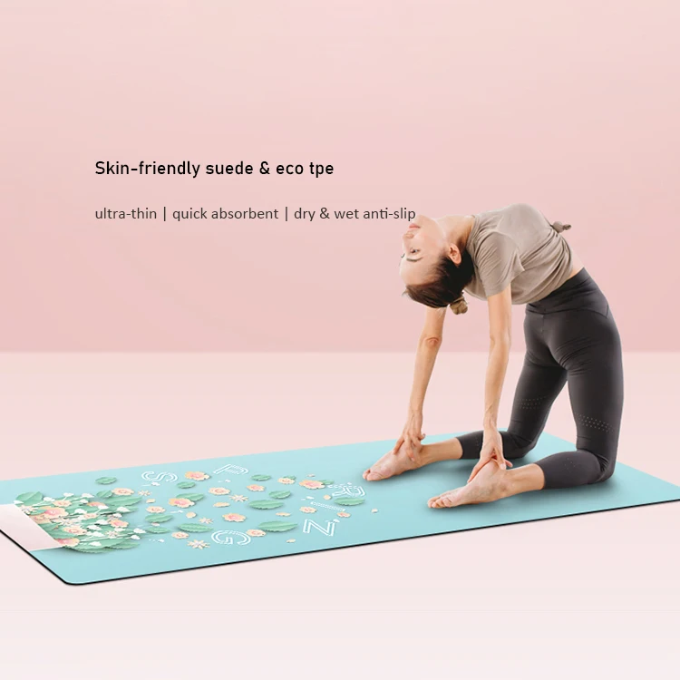 

Customized New Ultrathin Eco Friendly Skin Friendly Non Slip Suede TPE Foldable Yoga Mat