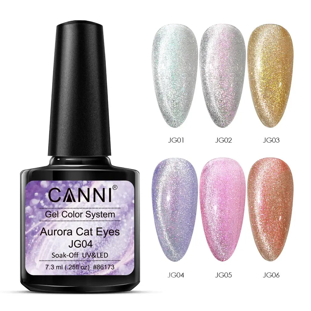 

CANNI Aurora Reflective Flash Cat Eyes Gel Nail Polish 7.3ml Ice Spar Cat Eyes Soak off Enamel UV Gel Nail Polish Varnishes Gel, 6 colors,according to color chart