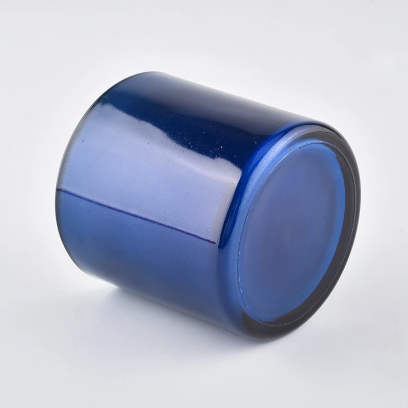 blue glass candle jar