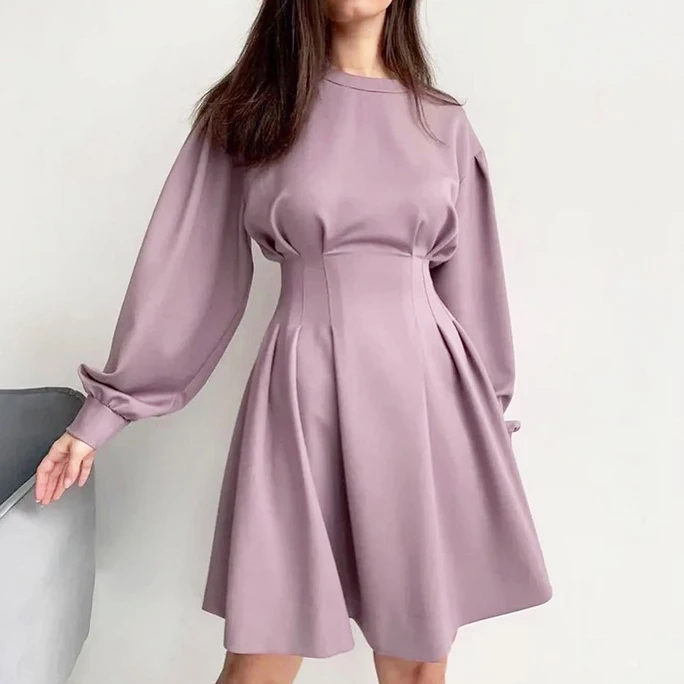 

FS2225D 2021spring women casual long sleeve elegant dresses