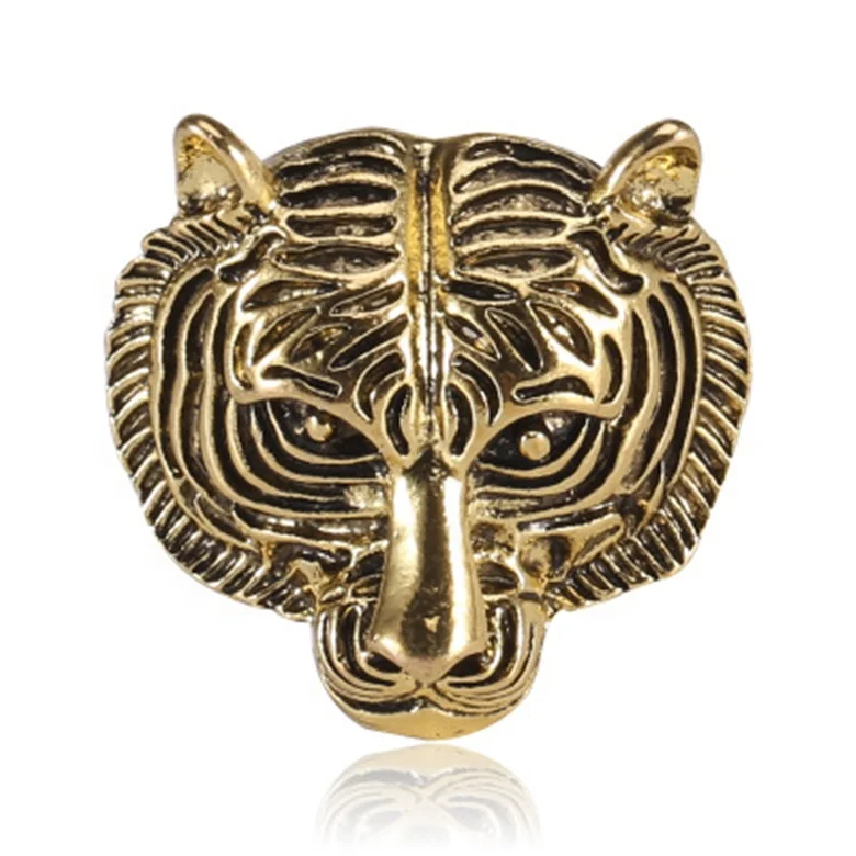 

Creative Retro Alloy Brooch Tiger Head Animal Cartoon Brooch, Gold/silver