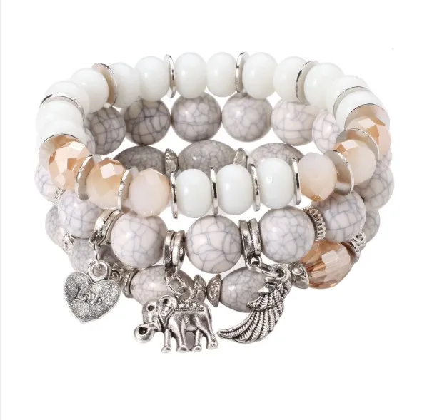 

Bohemian jewelry bracelet crystal marble stone bracelet with charms, As picture