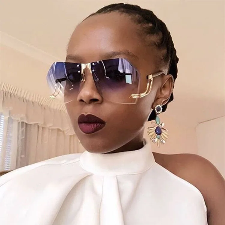 

Fashion Brand Designer Female Irregular Frameless Sunglasses Women Gradient Alloy Frame Glasses, Custom color