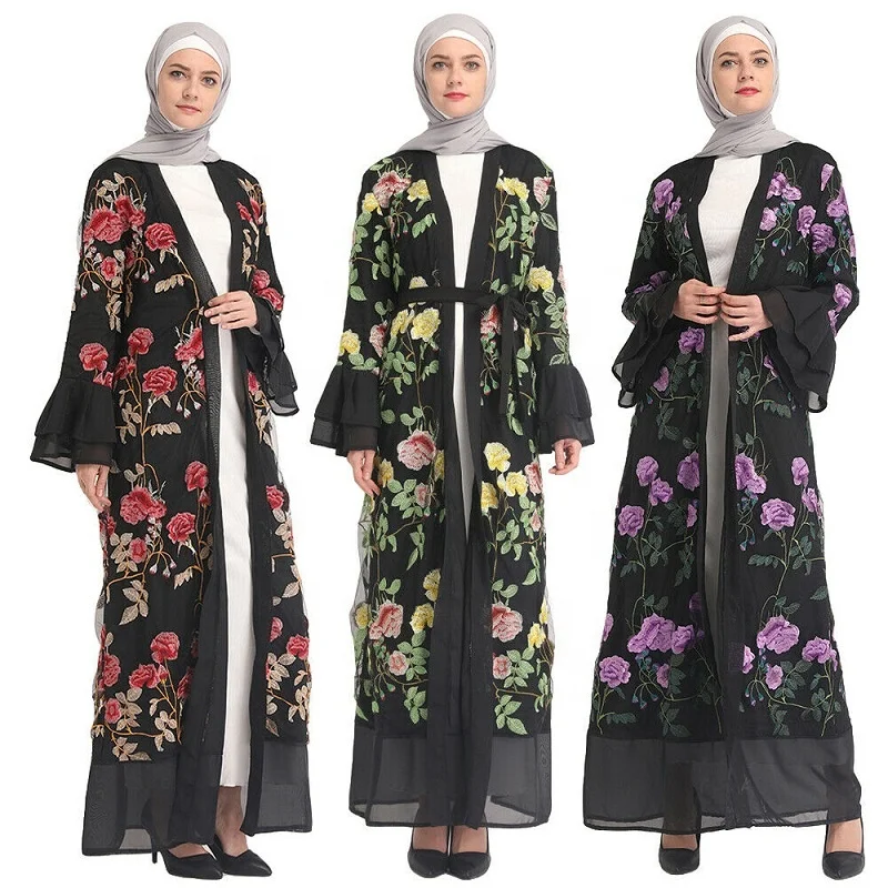 

Hot Sale full body embroidered Abaya Dubai Arabic Turkish Muslim long dress Islamic women clothing, Purple,red,yellow