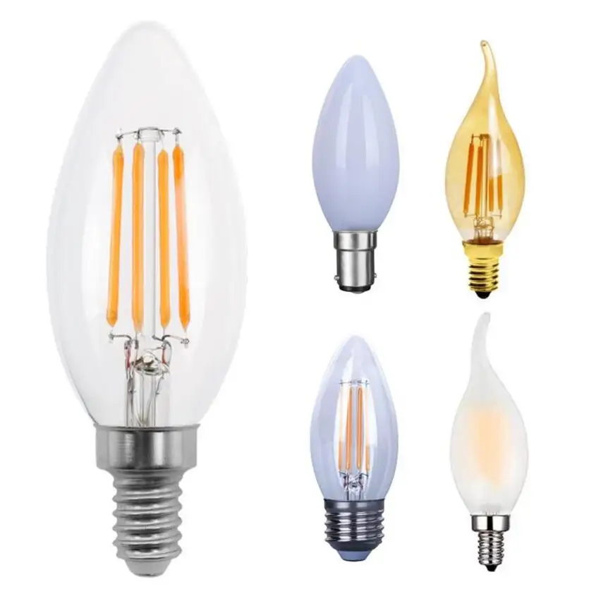 Home Decor Chandelier Lighting 2W 4W 6W 24V 110V 220V E12 E14 B10 C35 Candle Bulb Edison Led Filament 12V