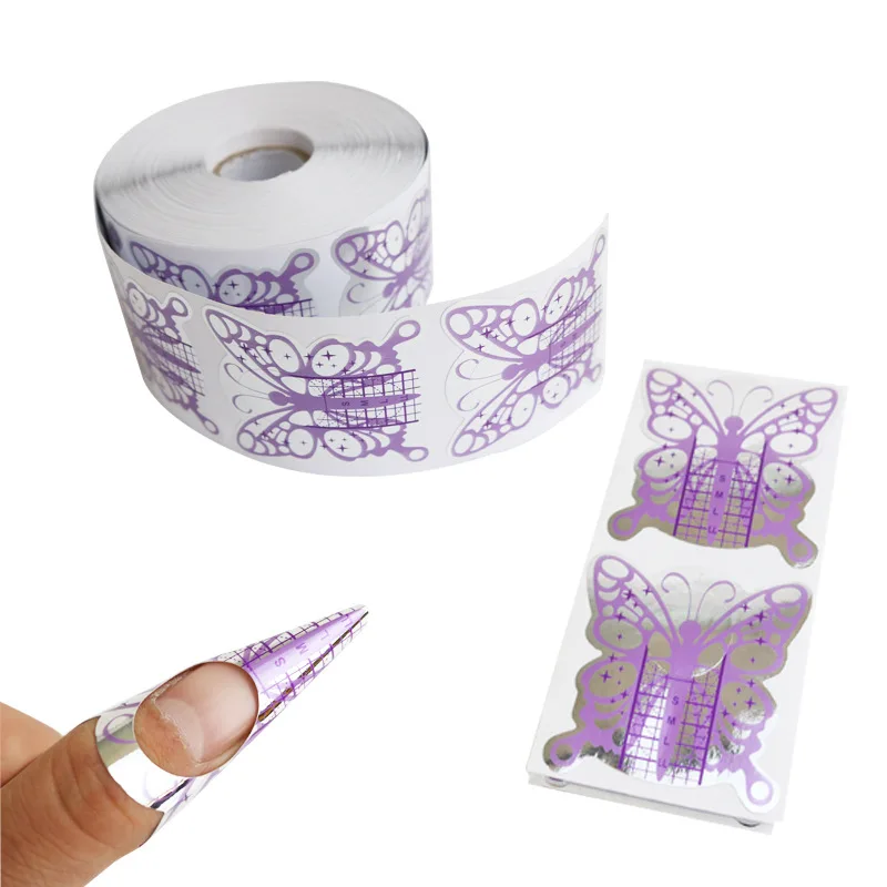 

New Style Nail Art Builder Form 100 Pcs/bag Laser Purple Acrylic Gel Uv Tips Extension Forms