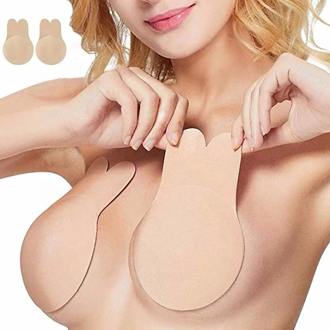 

New design Invisible breast lift sticky bra strapless reusable nipple cover for women, Nude