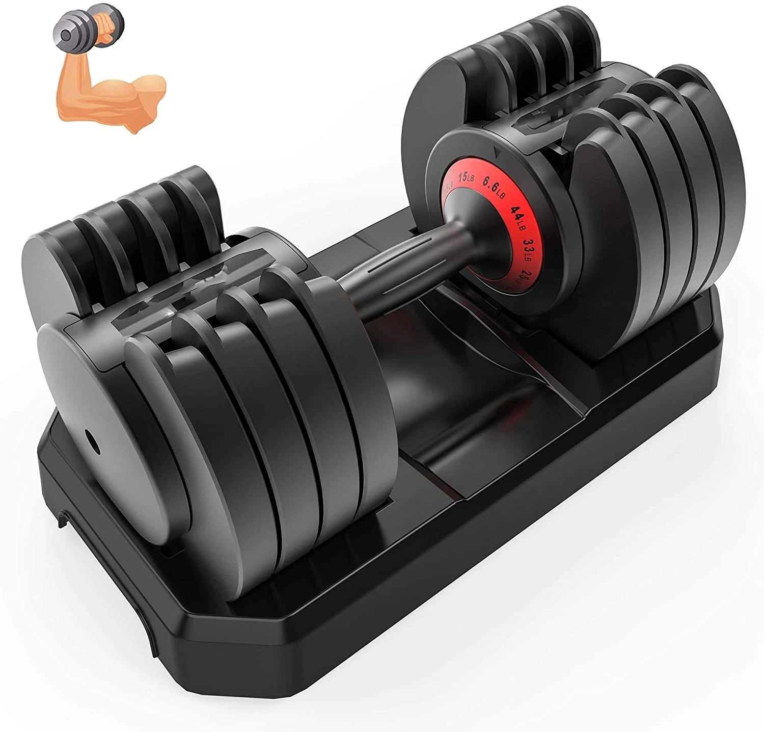 

Adjustable dumbbell 25LB 44LB 55LB 70LB home gym rotating handle to quickly adjust the weight