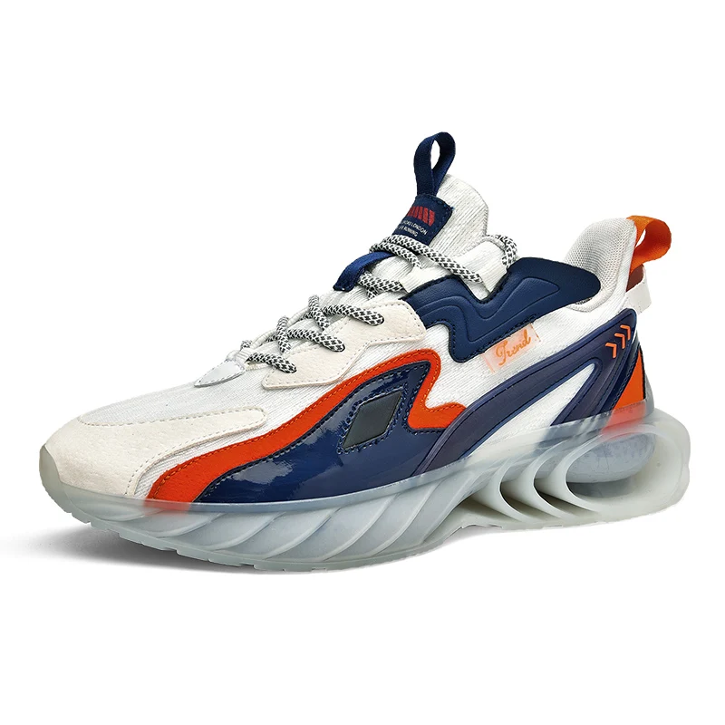 

New Fashion Breathable Fitness Athletic Sneaker Wear-resistant Men Sports Shoes Lightweight Basketball Shoes, Black, blue, white