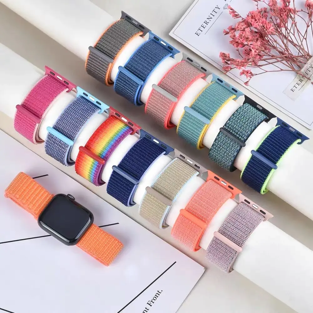 

fashion Designer Bracelet Woven Nylon Loop Sport Bands For iWatch Series6 5 4 Smart Luxury Apple Watch Band Strap 44mm 42mm 38mm