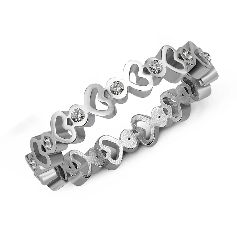 

Lightweight Zircon Silver Plated Stainless Steel Jewelry Casual Rings For Women