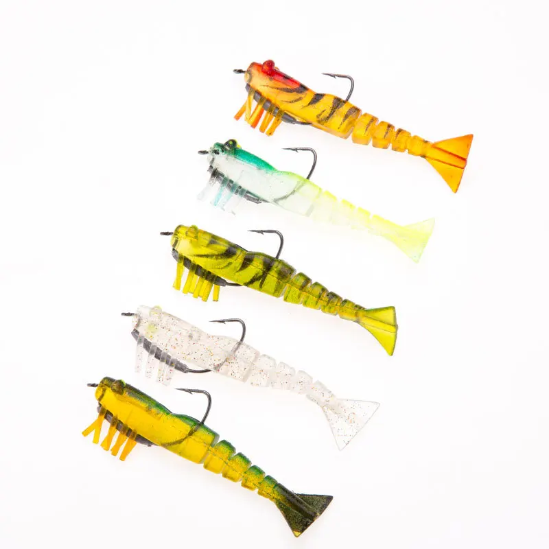 

Soft shrimp 9.5cm8.5g bait simulation bamboo shrimp multi-section shrimp fake bait with hook soft bait, 5 colors
