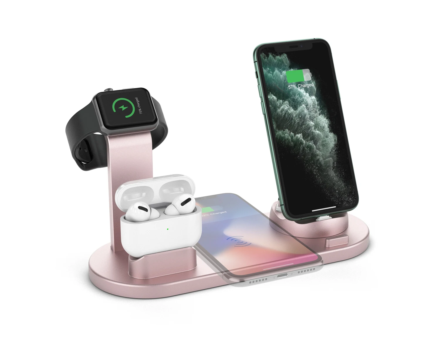 

Wireless Charger Wireless Charging Stand for Apple Watch Series 5 4 3 2 1 Qi Wireless Charging Station for iPhone 11/11, Black white ,pink ,grey ,silver