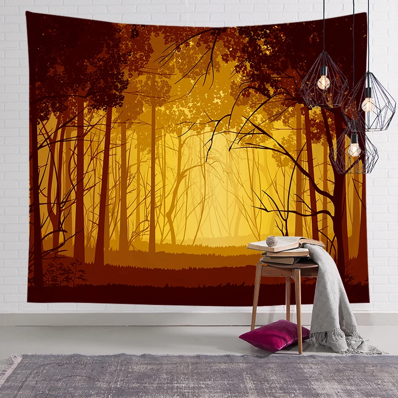 

Nordic ins explosion style hanging cloth art wall tapestry blanket square scarf seaside sunset natural scenery, Multi color