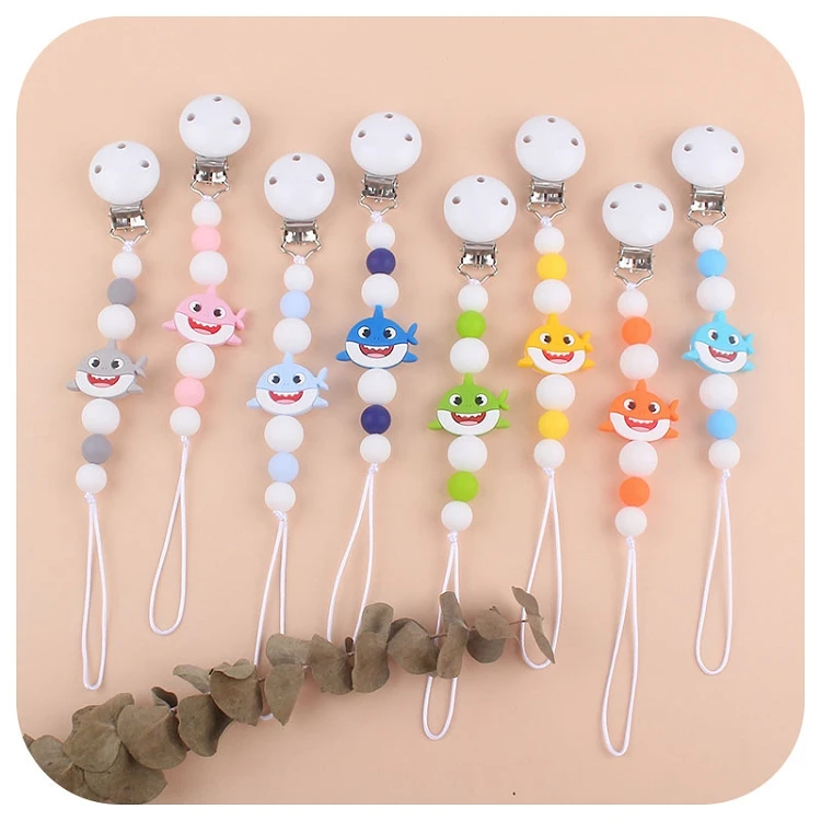 

M1520 Silicone Small Shark Pacifier Chain Anti-Lost Chain Dummy Clips, As photo