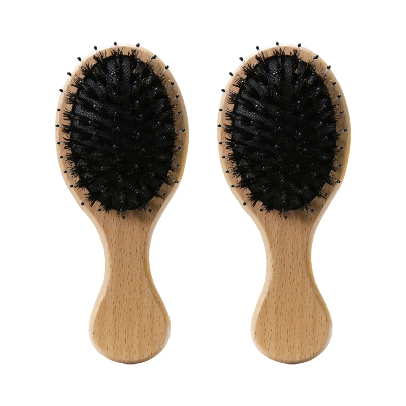 

Masterlee Brand Hot Sale Bristle Nylon Hair Brush wooden mini Paddle Detangler tresluces brush Detangling Adding Shine Brushes, Natural color