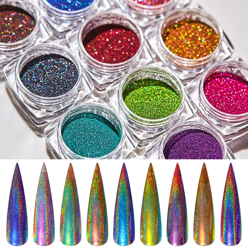 

Holo Chrome Pigment Art Glitter Acrylic Pigments 1g Holographic Nail Powder, 14 colors for chosen