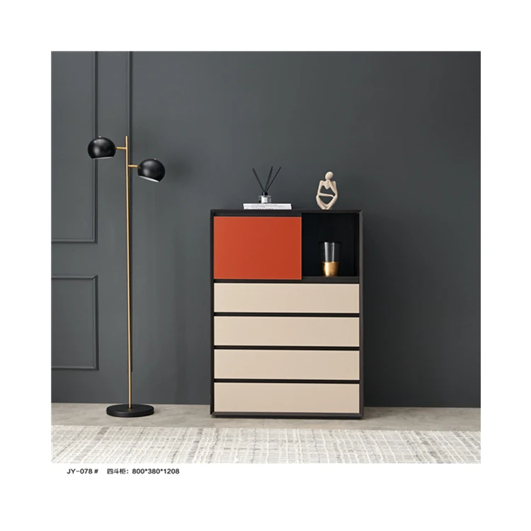 

Modern Design Style Orange 4 Chest Dresser Drawer Cabinet for Family Room