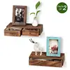 floating shelf with drawers rustic wood wall shelves wall display set