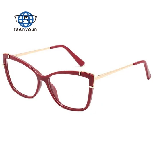 

Teenyoun Luxury Top Selling Ultra Light Metal Eyewear Frame Women Vintage Cat Eye Tr90 Anti Blue Glasses